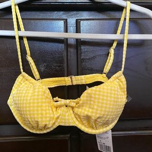 New White And Yellow Bikini Top Small